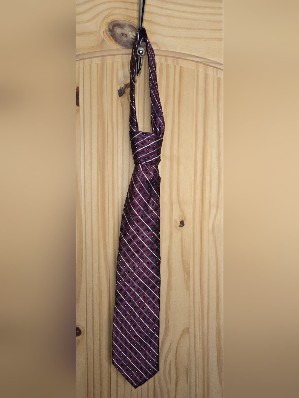 Joseph & Feiss International 100% Silk Men's Burgundy Geometric Necktie